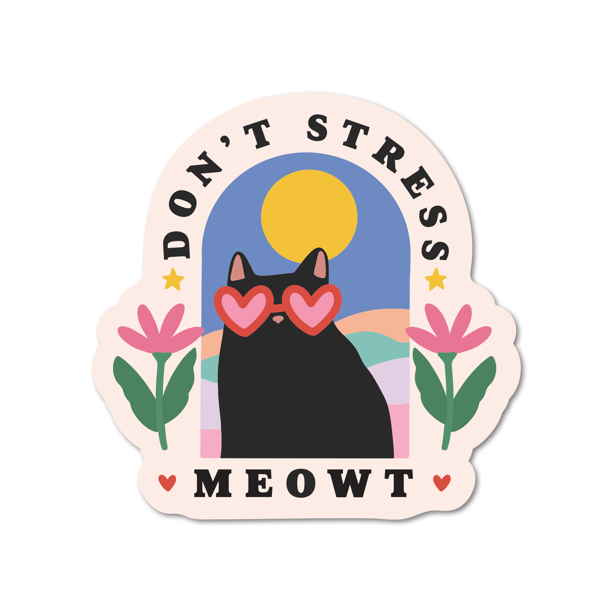 Don't Stress Meowt Cat Sticker - Spiral Circle