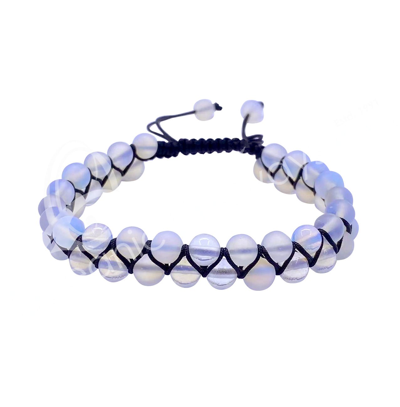 Opalite Double Row Adjustable Bracelet | 6MM - Spiral Circle