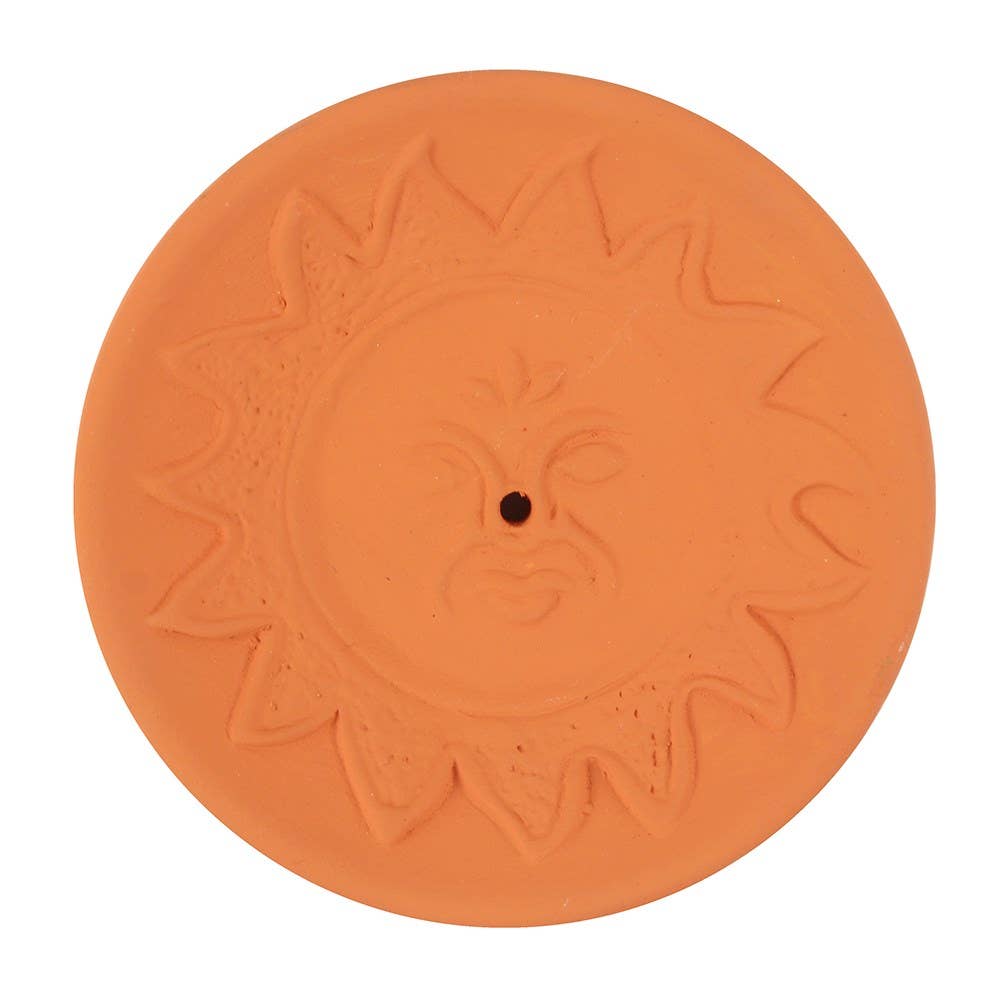 Sun Terracotta Incense Plate - Spiral Circle