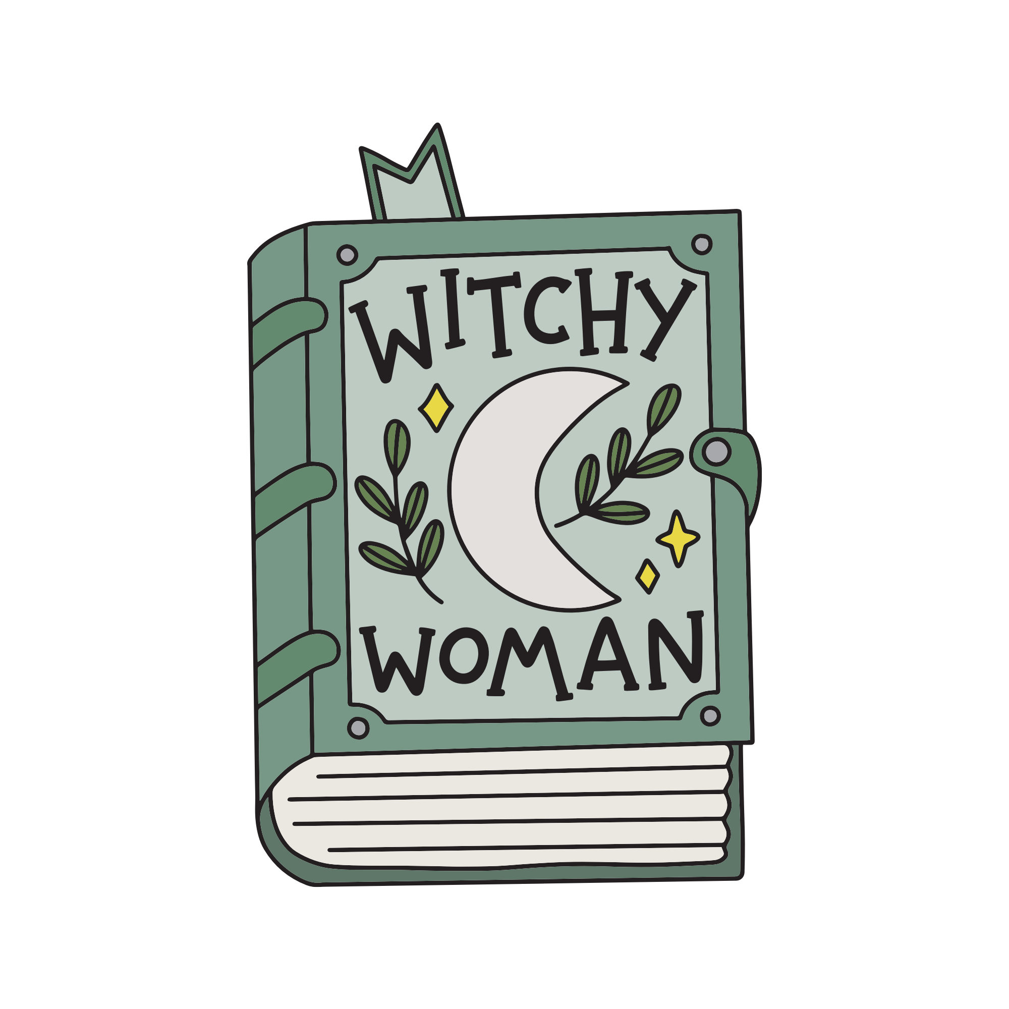 Witchy Woman Book Sticker - Spiral Circle