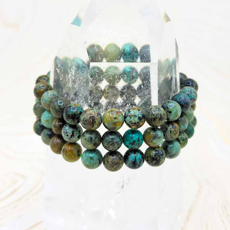 African Turquoise Beaded Bracelet | Letting Go | 8mm - Spiral Circle