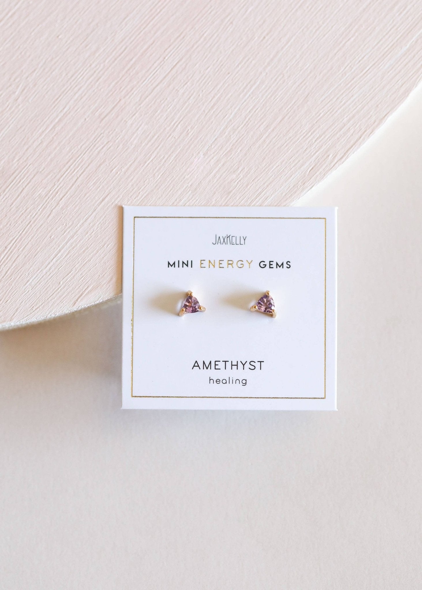 Amethyst Mini Energy Gem Earrings | 18K Sterling Silver - Spiral Circle