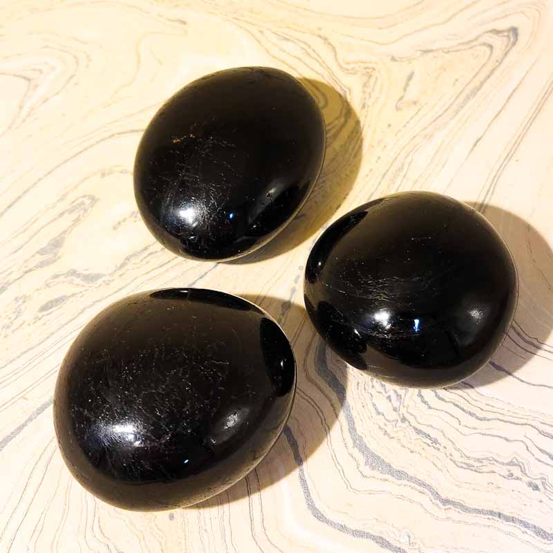 Black Tourmaline | Palm Stone - Spiral Circle