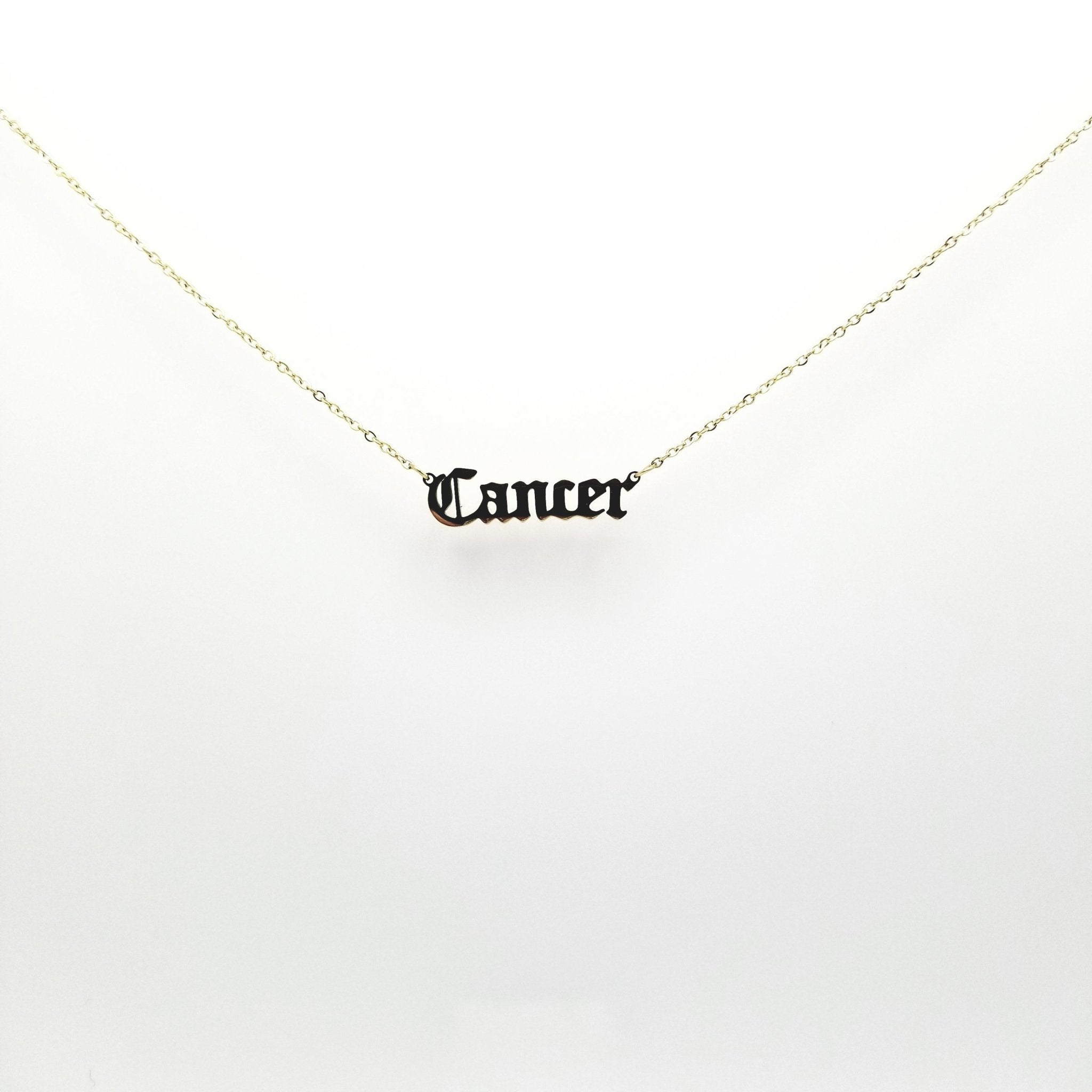 Cancer Zodiac Name Necklaces| 18k Gold Plated - Spiral Circle