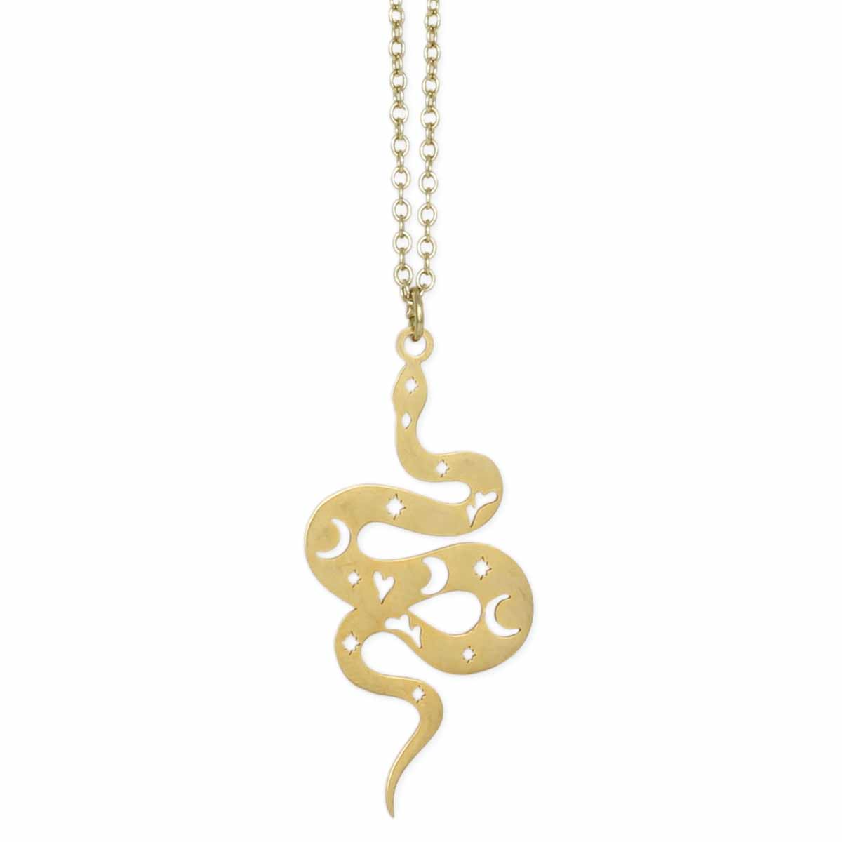 Celestial Serpent Gold Necklace - Spiral Circle