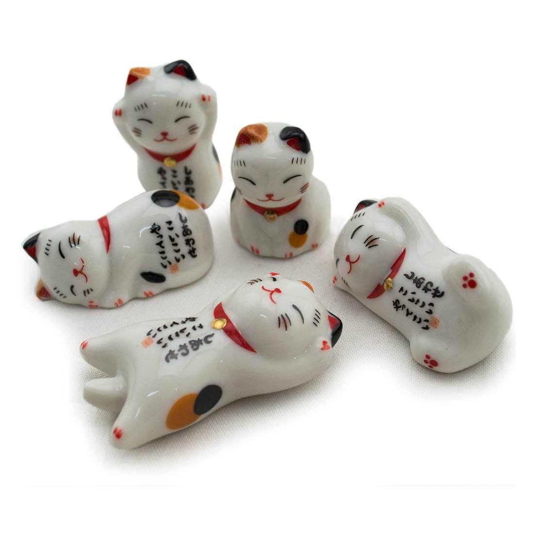 Ceramic Chopsticks Holders - Lucky Cats - Spiral Circle