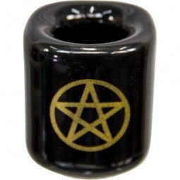 Chime Candle Holder | Black with Gold Pentacle - Spiral Circle