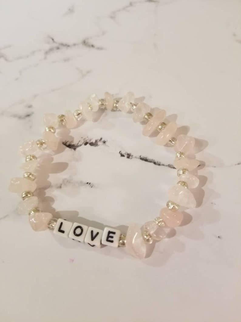 Crystal Beaded Word Bracelet | Love - Spiral Circle