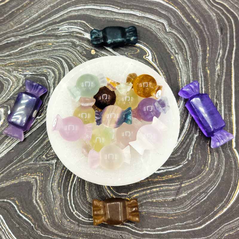 Crystal Candy Fluorite Carvings - Spiral Circle