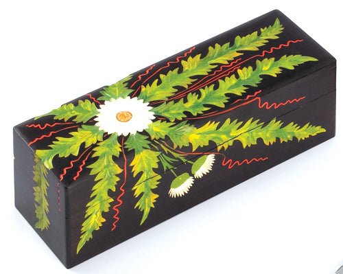 Deep Carved Dandelion Hand Painted Box - Spiral Circle