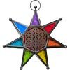 Glass & Metal Lantern | Chakra Star With Flower of Life - Spiral Circle