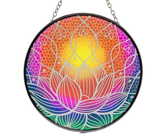 Glass Suncatcher 6in | Lotus - Spiral Circle