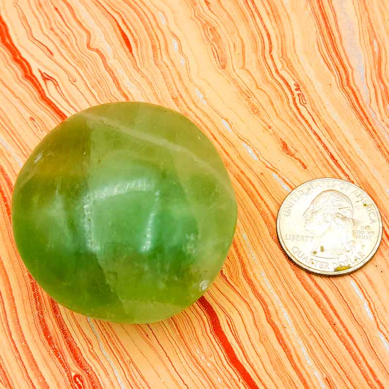 Green Fluorite | Palm Stone - Spiral Circle