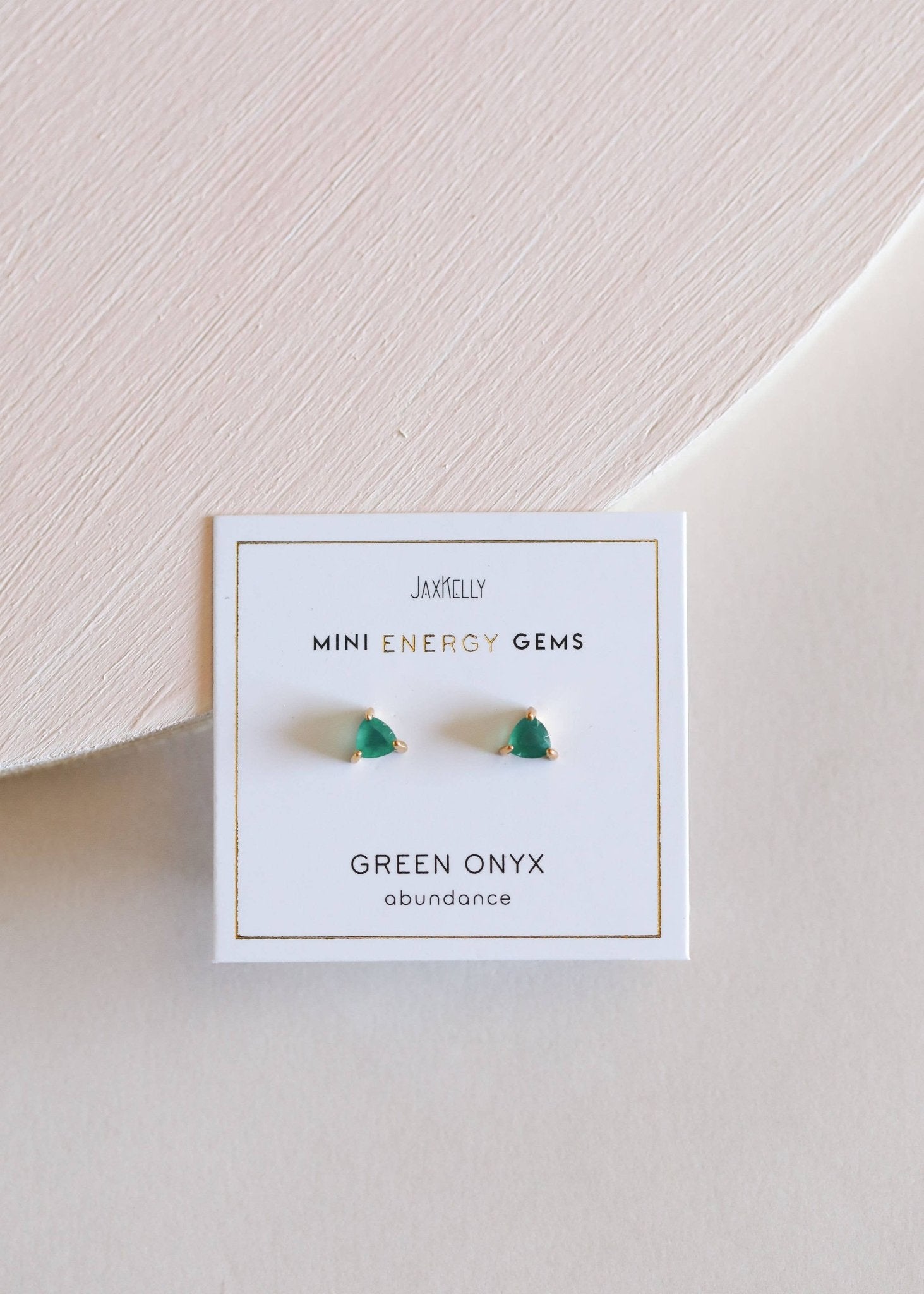 Green Onyx Mini Energy Gem Earrings | 18K gold-plated sterling silver - Spiral Circle