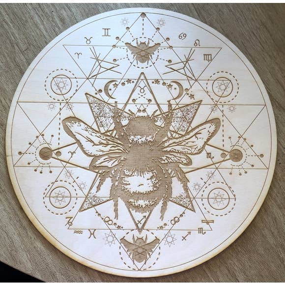 Honey Bee Crystal Grid | 6inches - Spiral Circle