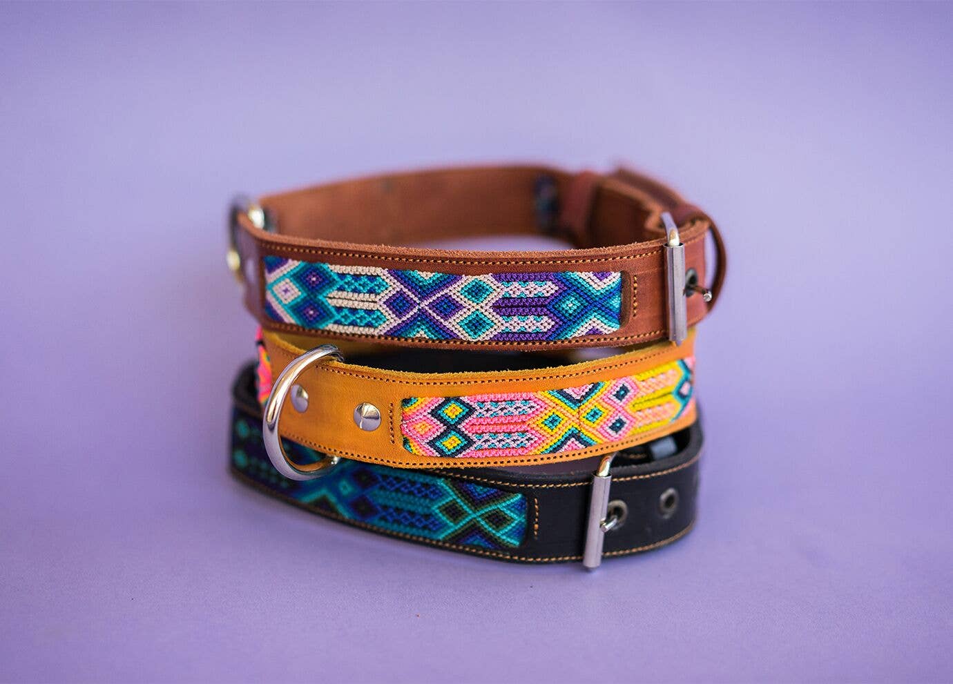 Leather Pet Collar | Small - Spiral Circle
