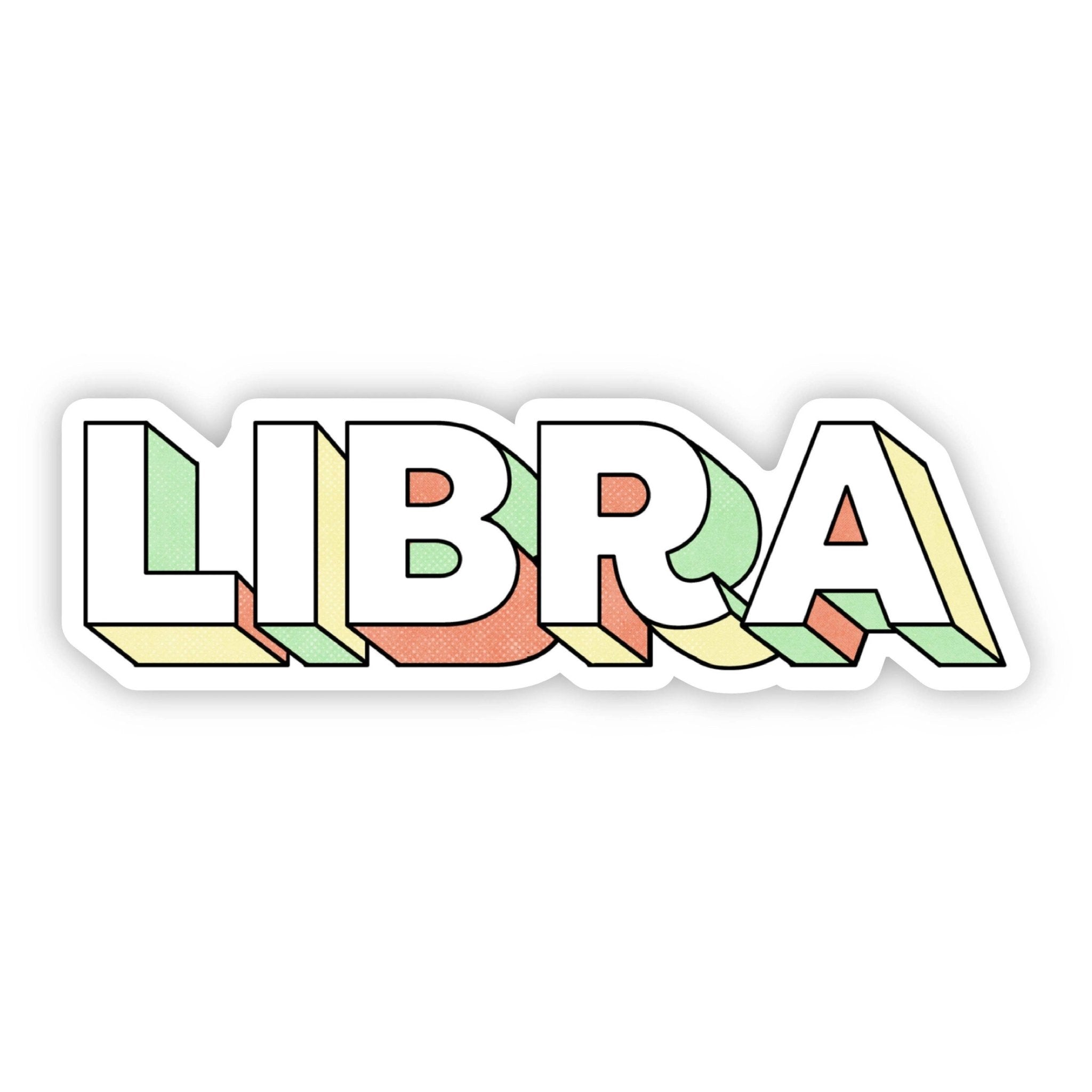 Libra Lettering Zodiac Sticker - Spiral Circle