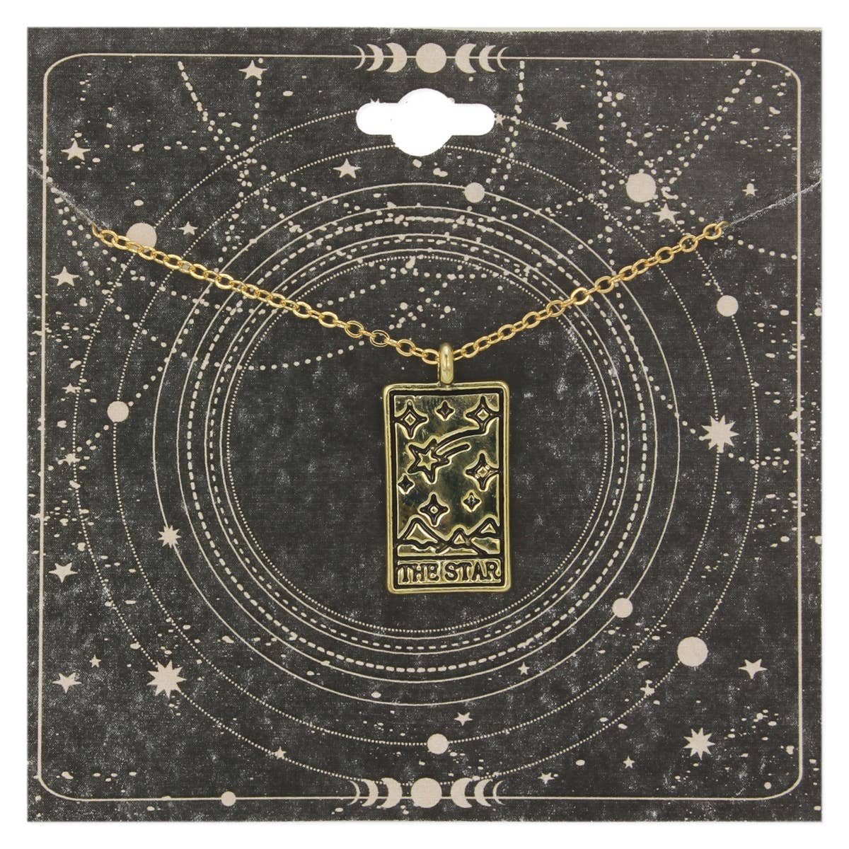 Major Arcana Gold Star Tarot Necklace - Spiral Circle