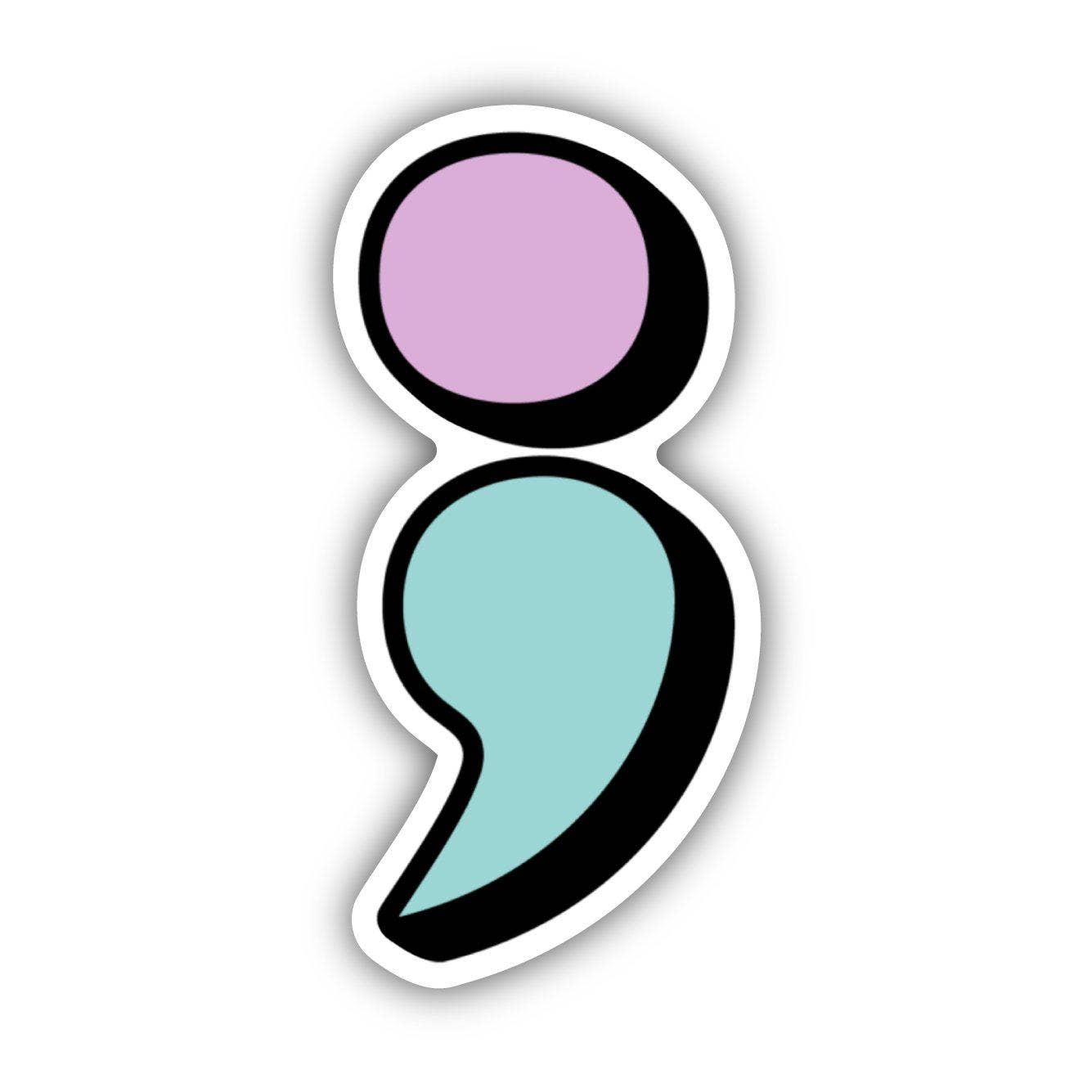 Mental Health Semicolon Sticker - Spiral Circle