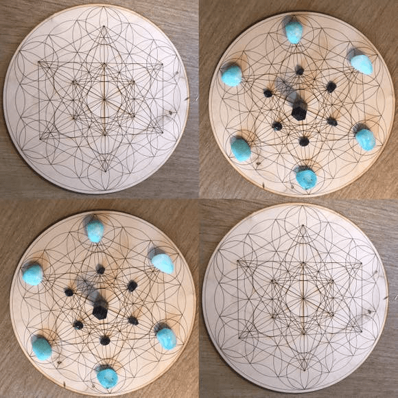 Metatron's Cube Flower of Life Crystal Grid | 6inches - Spiral Circle
