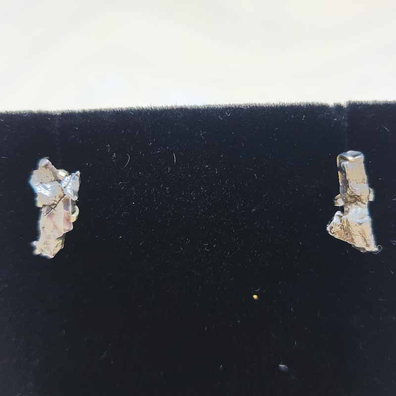 Meteorite Rough Stud Earrings | Sterling Silver - Spiral Circle