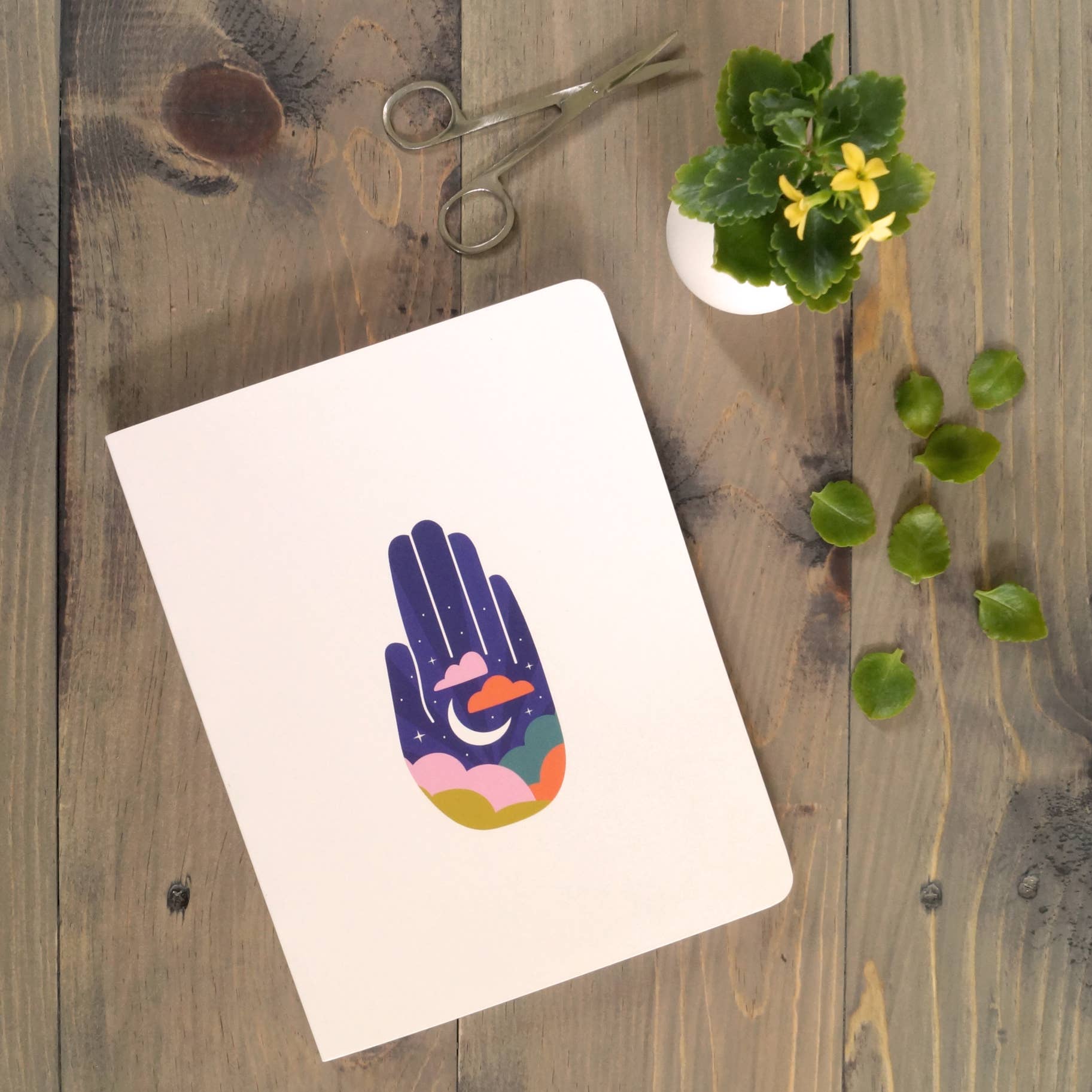 Midnight Hamsa | Layflat Notebook | 7 inches by 9 inches - Spiral Circle