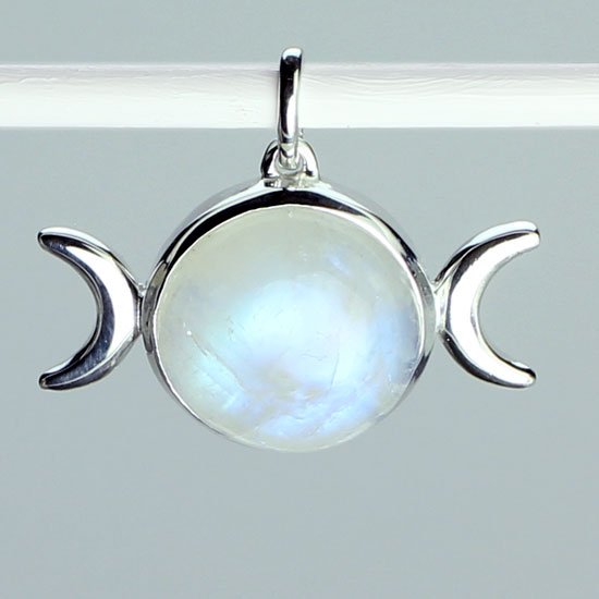 Moonstone Triple Goddess Pendant | Sterling Silver - Spiral Circle