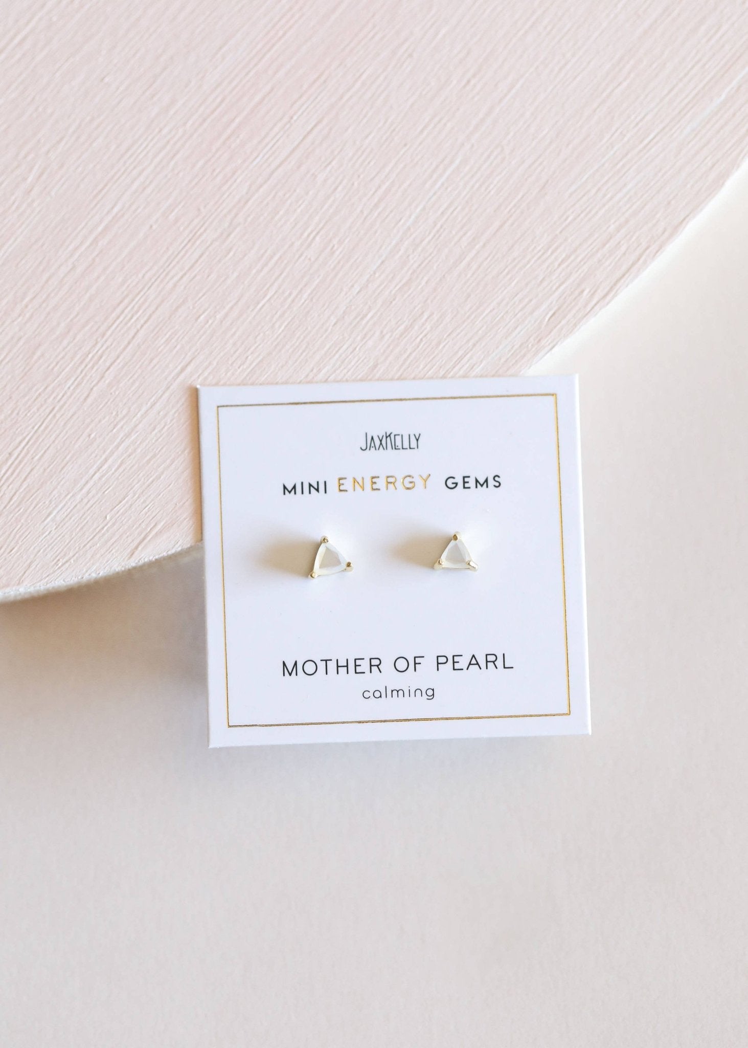 Mother of Pearl Mini Energy Gem Earrings | 18K gold-plated sterling silver - Spiral Circle