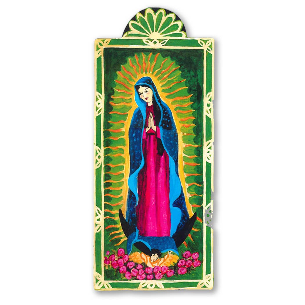 Nuestra Senora de Guadalupe B | Suffering and Compassion | Wooden Pocket Plaque - Spiral Circle