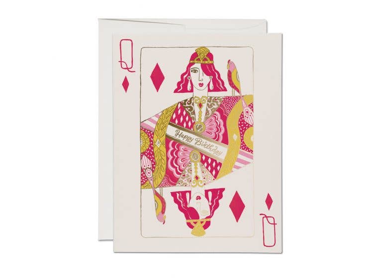 Queen of Diamonds Greeting Card - Spiral Circle