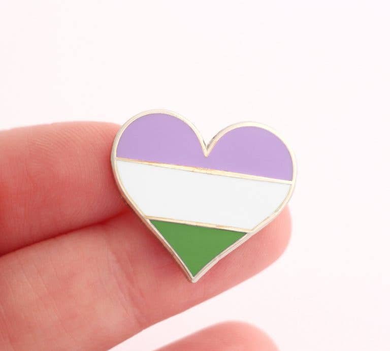 Queer Flag Heart Pin - Spiral Circle