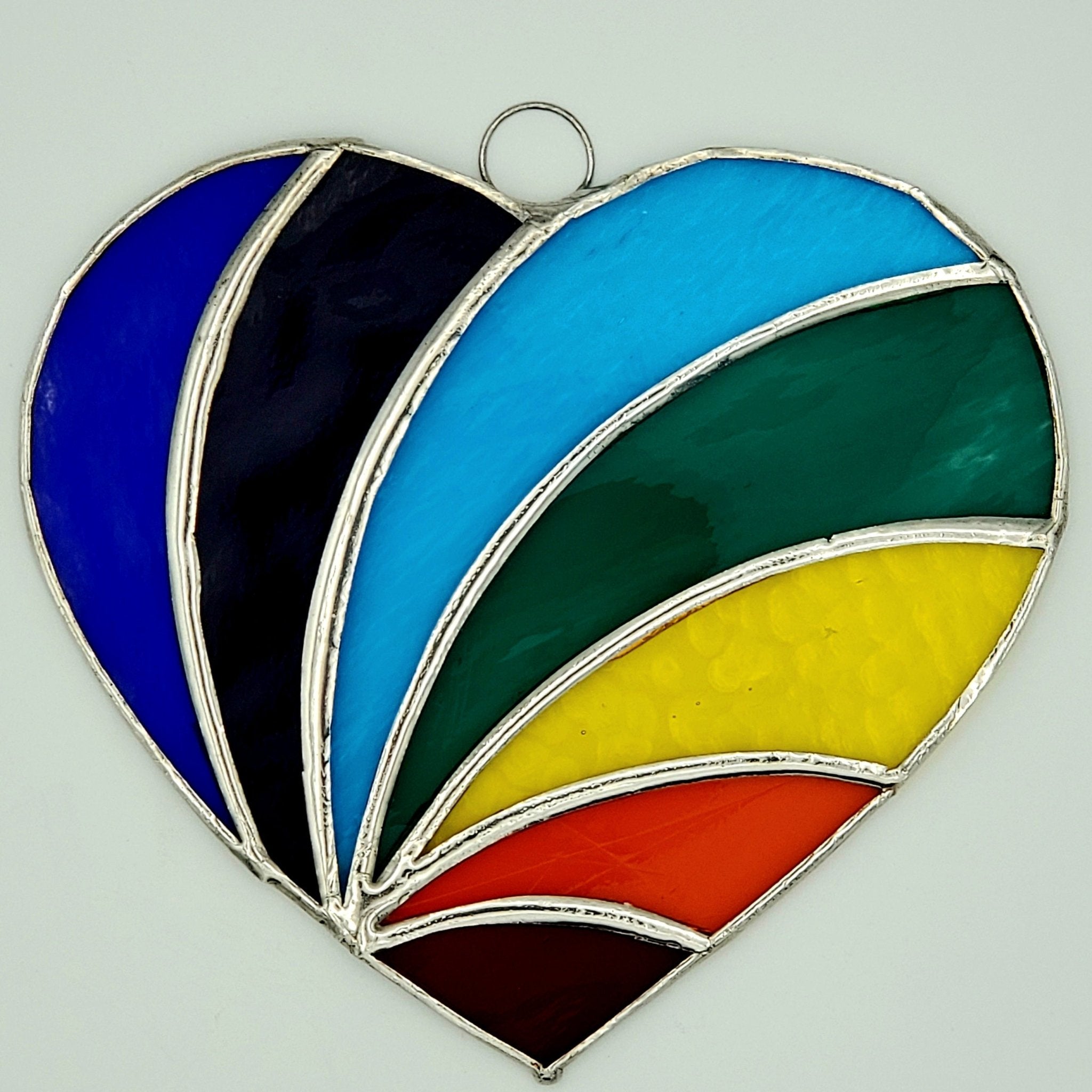 Rainbow Heart Stained Glass - Spiral Circle
