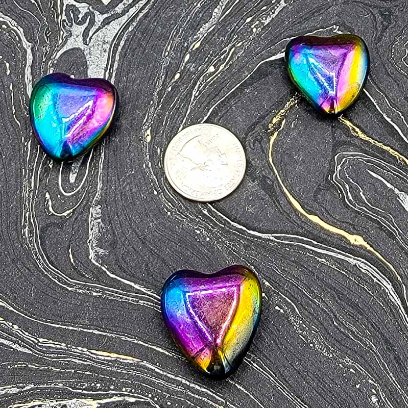 Rainbow Hematite Hearts | Magnetic - Spiral Circle