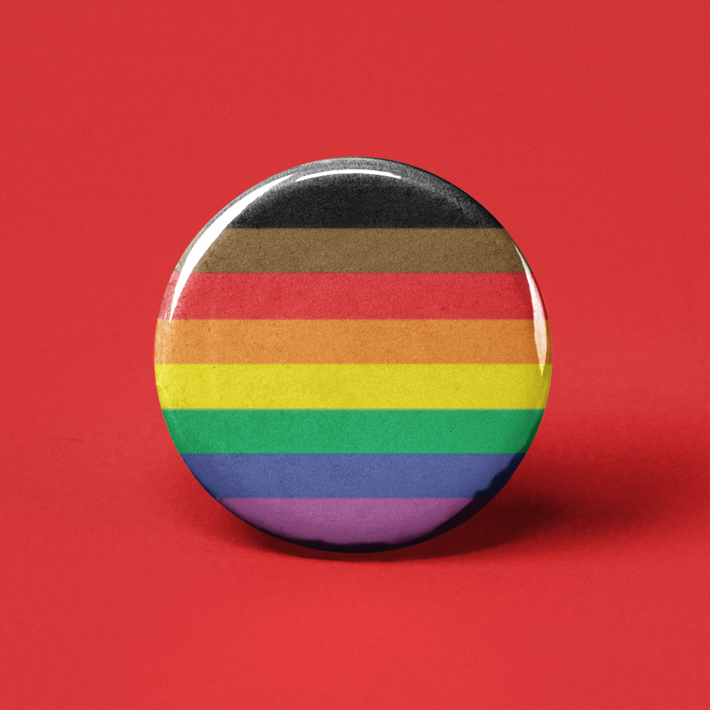 Rainbow Philly Pride Flag Pinback Button - Spiral Circle