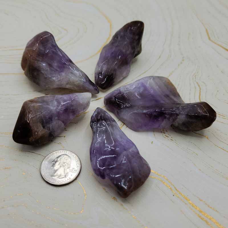 Red Capped Amethyst (Auralite) Points - Spiral Circle