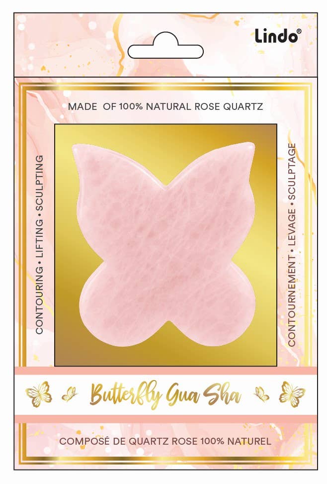 Rose Quartz Butterfly Guasha - Spiral Circle
