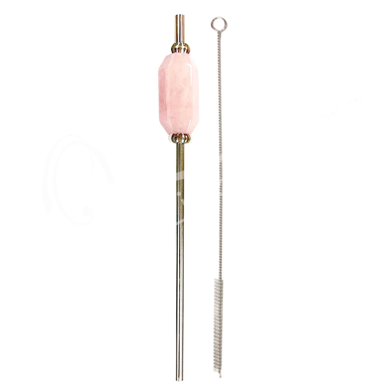 Rose Quartz Stainless Steel Straw | with Cleaning Brush - Spiral Circle