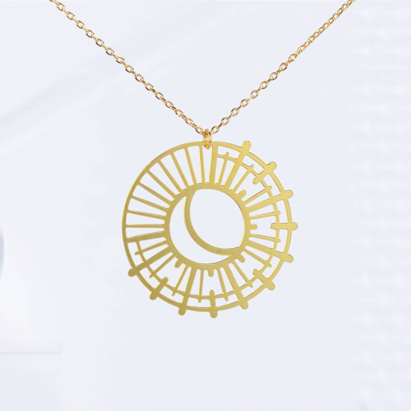 Sun and Moon Necklace | Silver - Spiral Circle