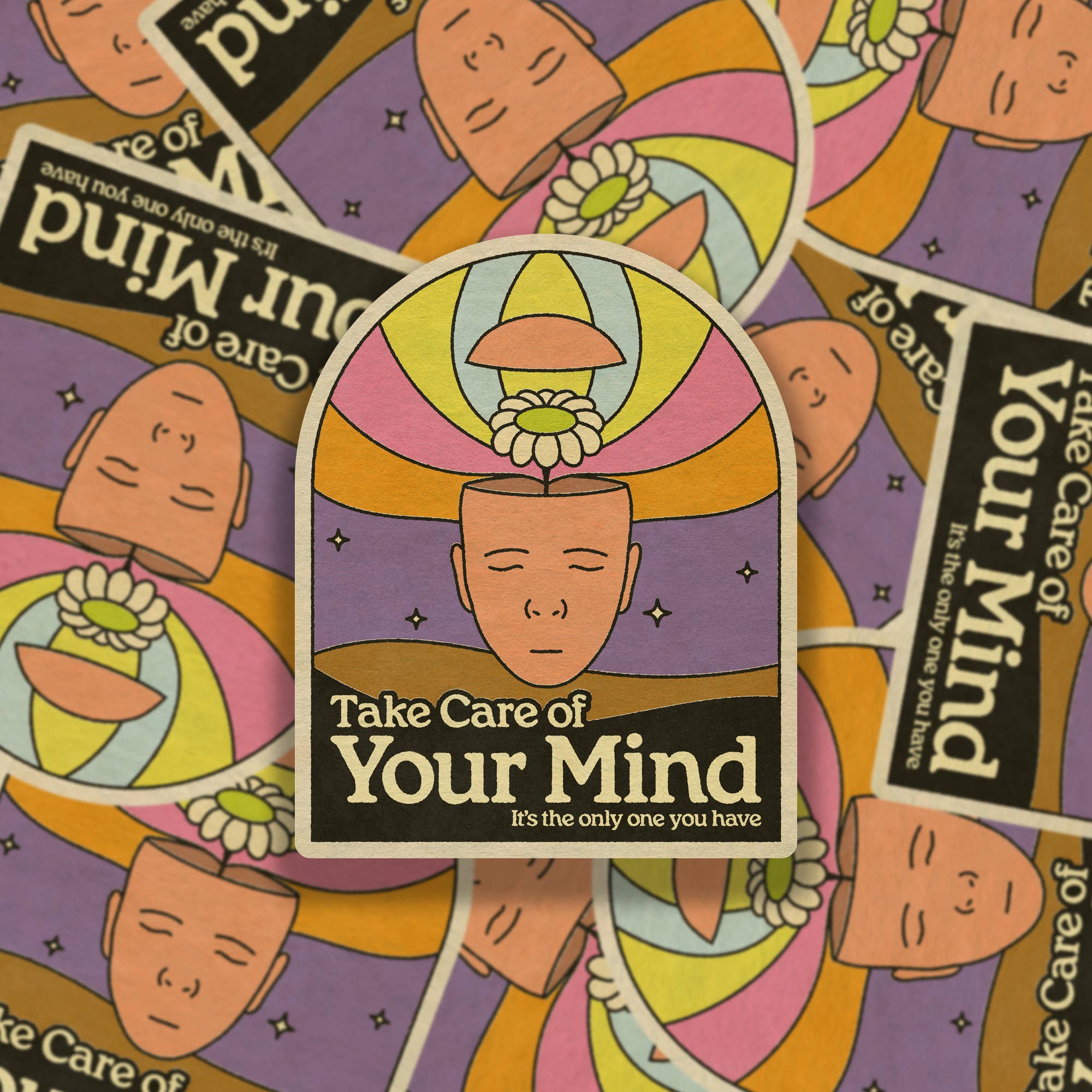 Take Care Of Your Mind Sticker - Spiral Circle