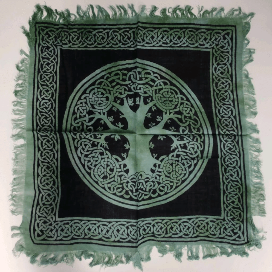 Tree of Life Altar Cloth | Green - Spiral Circle