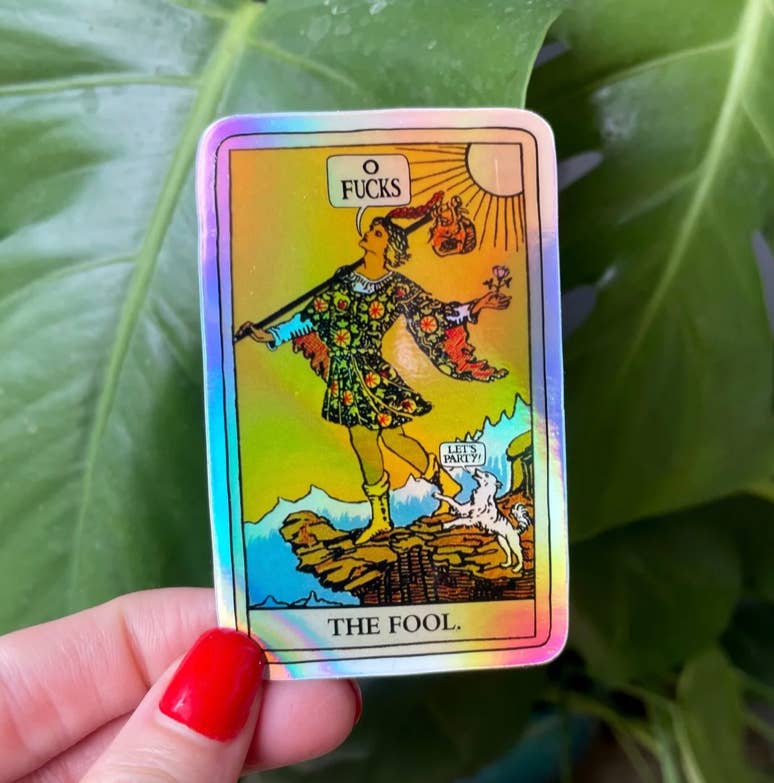0 The Fool Holographic Tarot Sticker - Spiral Circle
