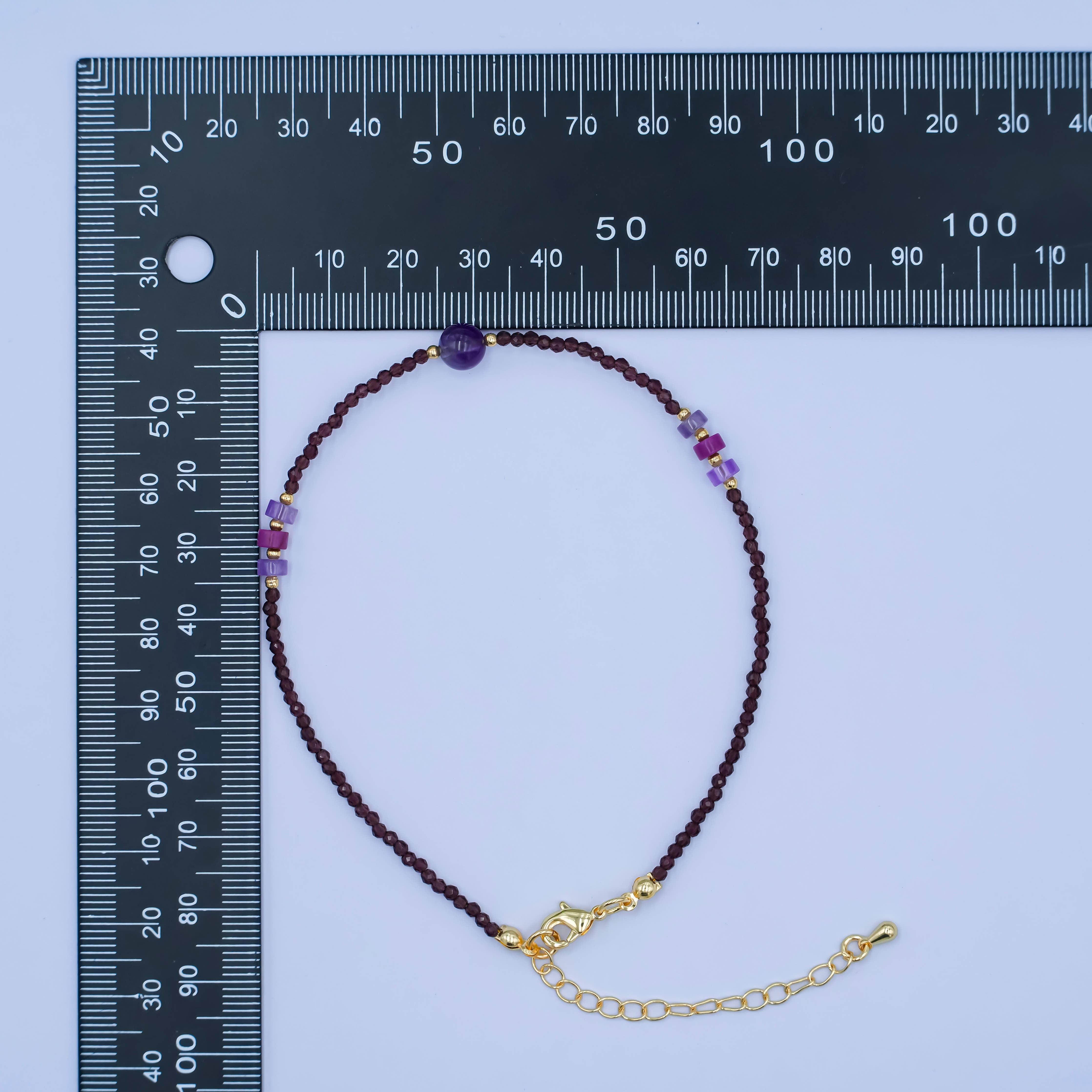 Amethyst Multifaceted Gemstone Anklet