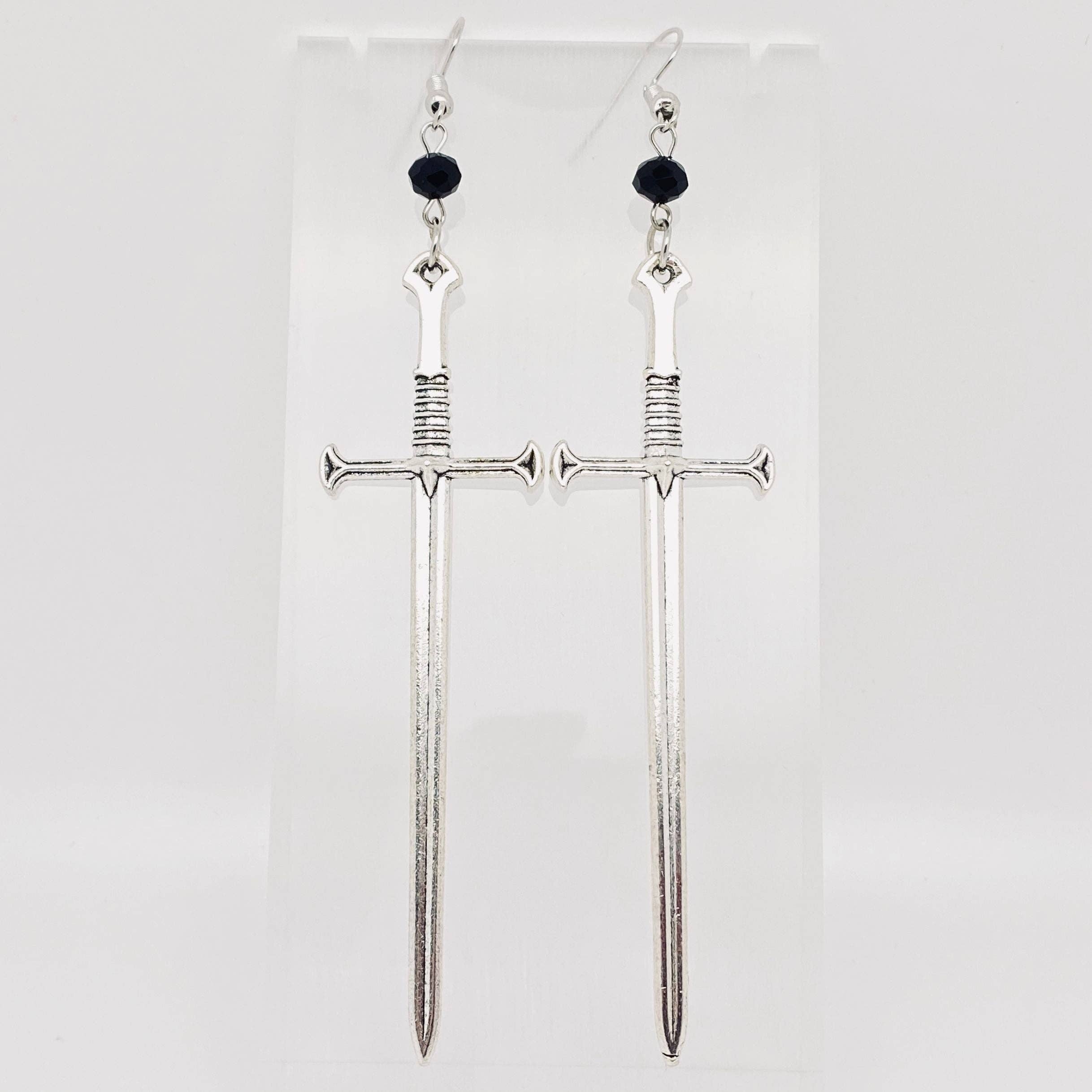 Creative Silver Sword Pendant Earrings