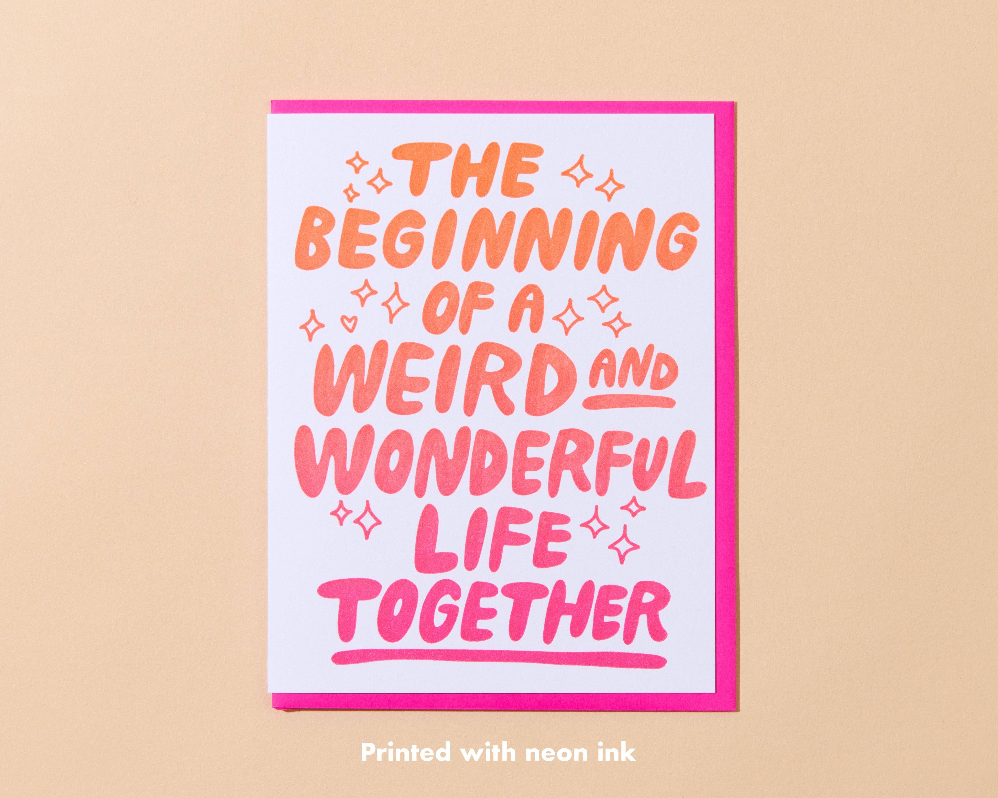 Letterpress Wedding Card—Weird & Wonderful (Color, Love)
