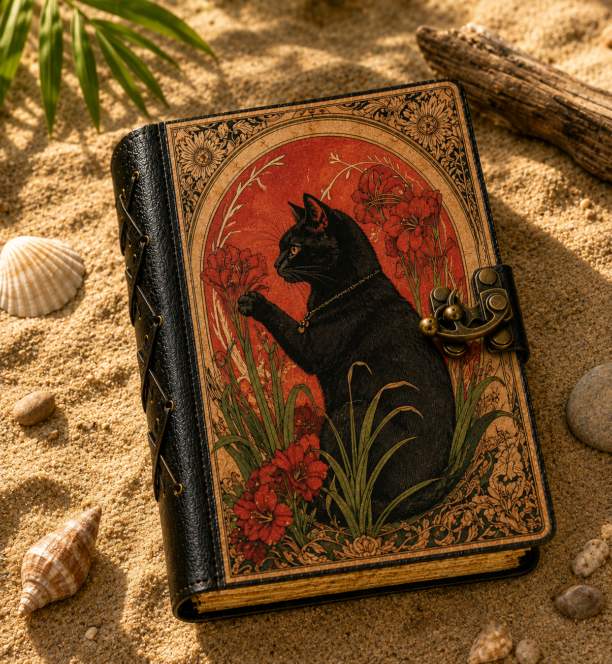 Cat Handmade Leather Tarot Journal for Spiritual Shops Book