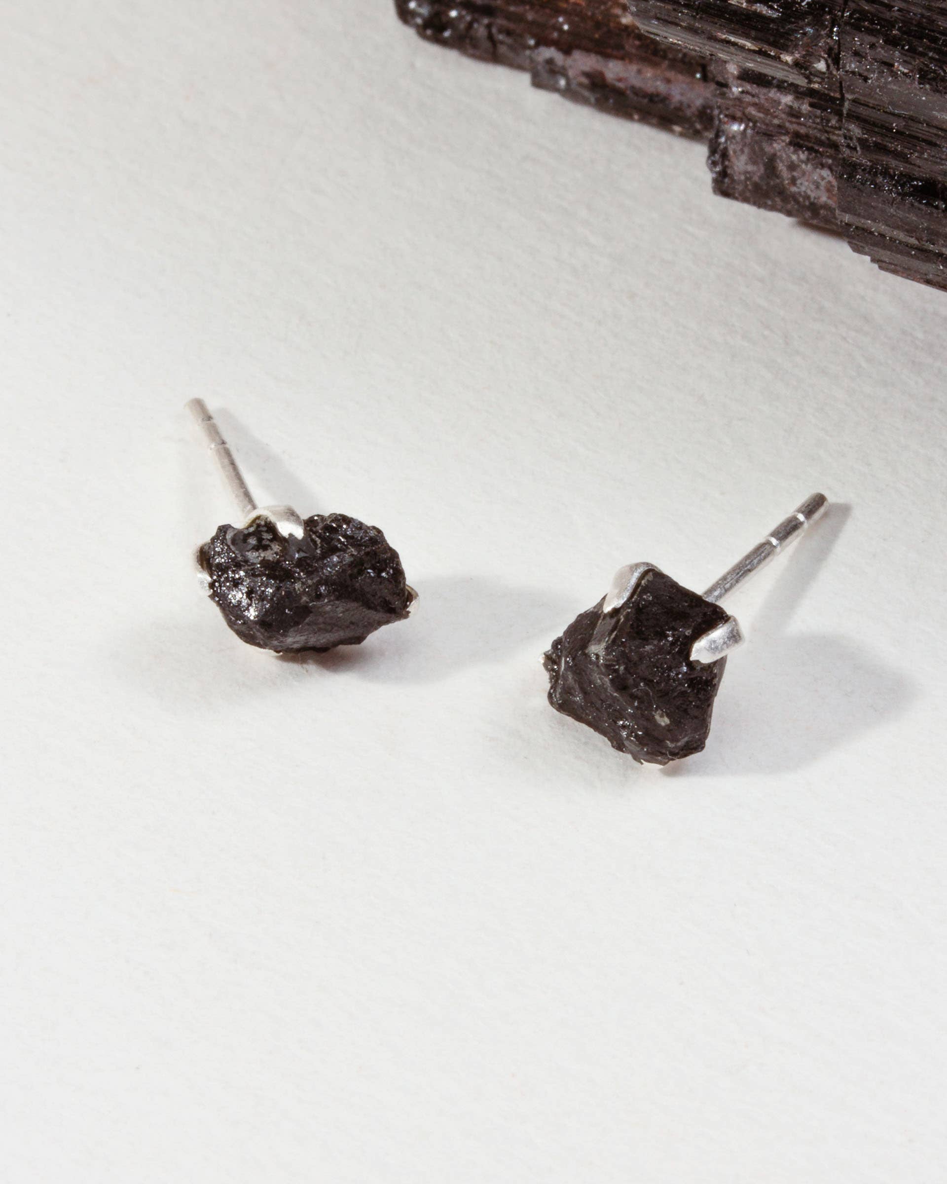 Black Tourmaline Beauty Post Earrings | Sterling Silver