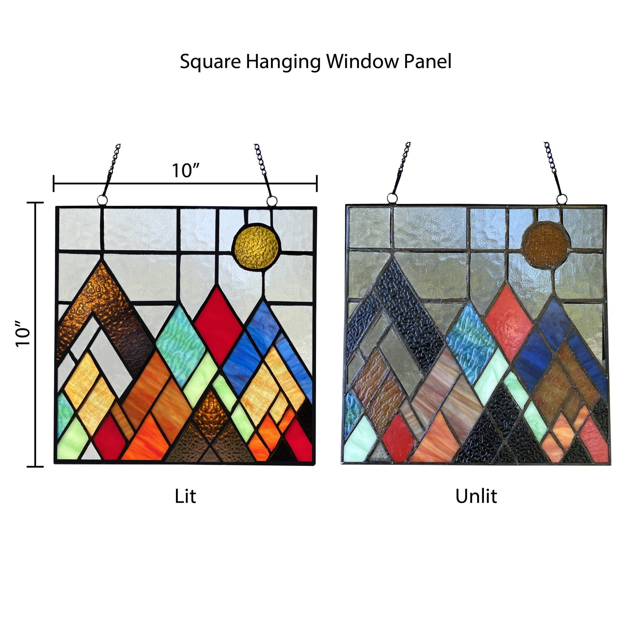 10"H Beyond the Mountain Tops Multicolored Window Panel - Spiral Circle