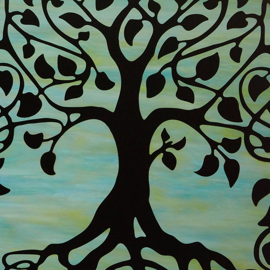 10"H Tree of Life Stained Glass Window Panel - Spiral Circle