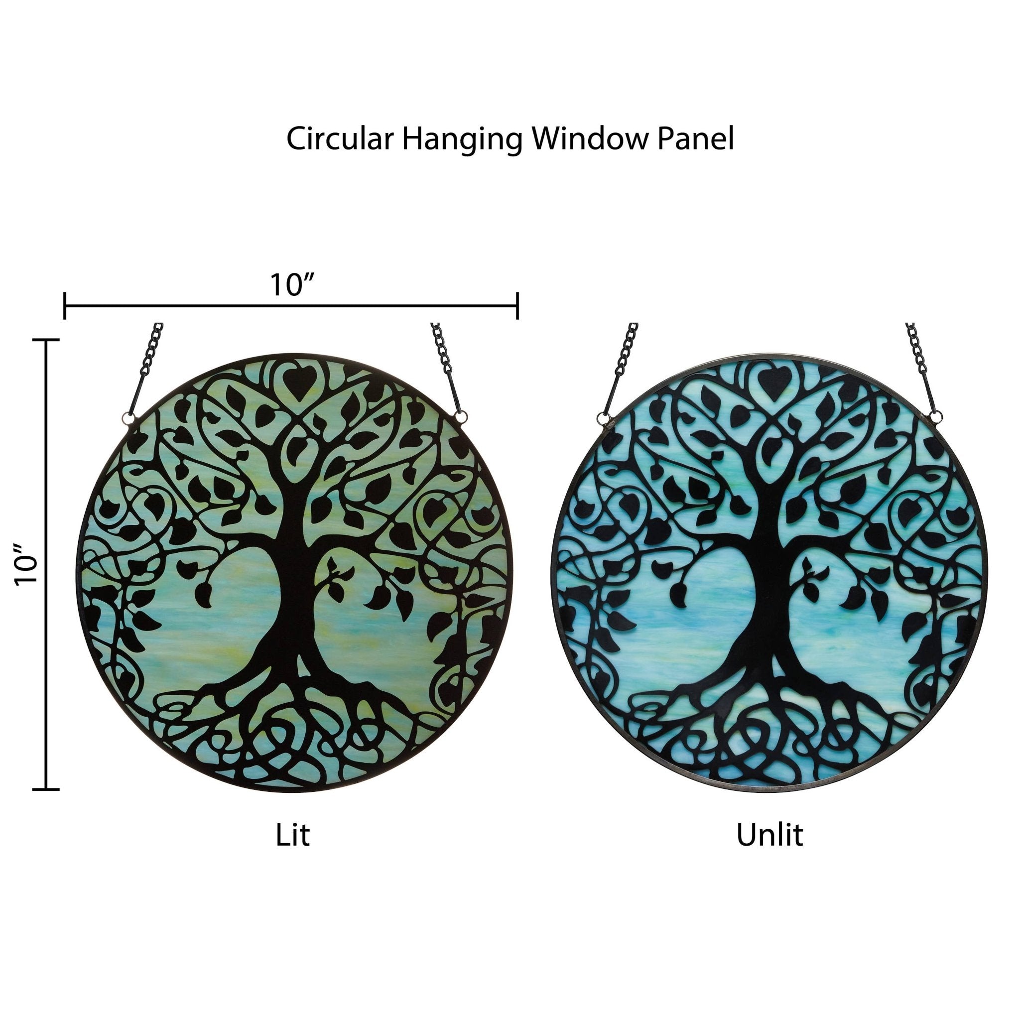 10"H Tree of Life Stained Glass Window Panel - Spiral Circle