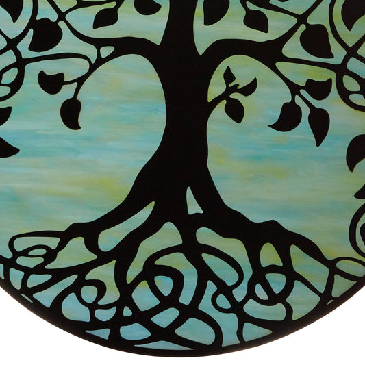 10"H Tree of Life Stained Glass Window Panel - Spiral Circle